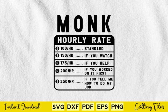 Review: Funny Monk Hourly Rate SVG for Embroidery